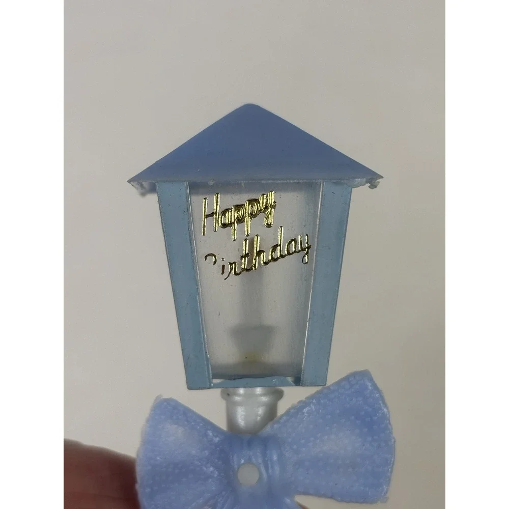 Vintage WILTON Happy Birthday Street Lamp Cake Toppers Decoration Blue Qty 8